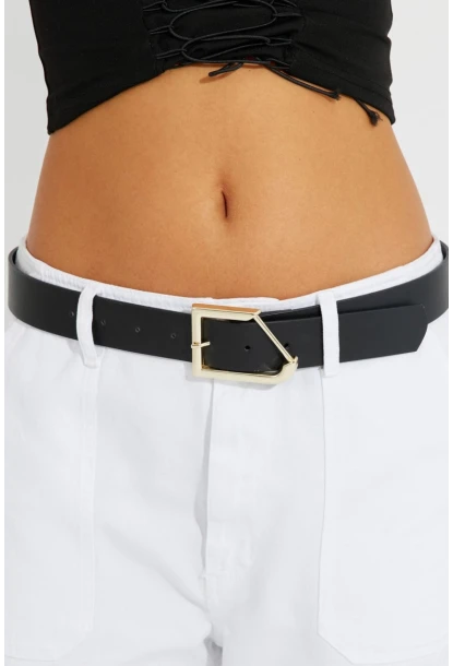 Kadın Siyah Gold Tokalı Kemer BE688