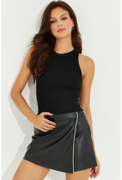 Kadın Siyah Halter Yaka Bluz LPP1233