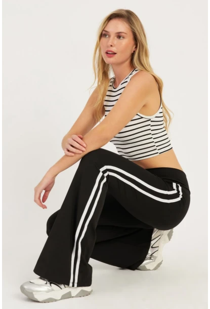 Kadın Siyah İspanyol Paça Eşofman Altı SF2542