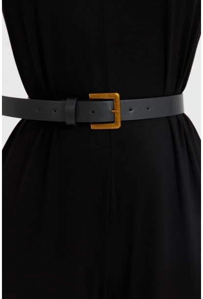 Kadın Siyah Kare Tokalı Kemer BE685