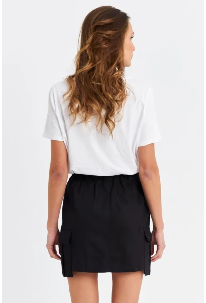 Kadın Siyah Kargo Mini Etek NH798
