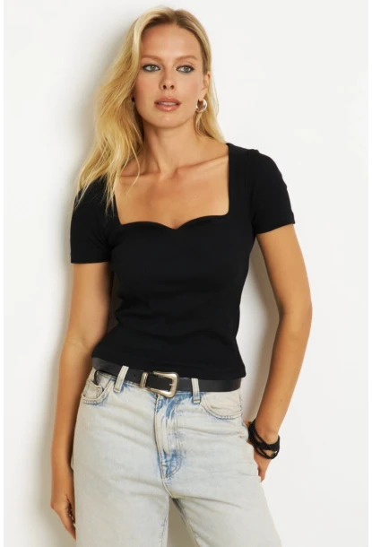 Kadın Siyah Kaşkorse Bluz AYD325