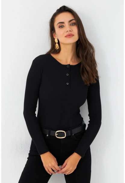 Kadın Siyah Kaşkorse Bluz EY2988