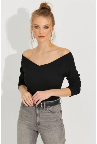 Kadın Siyah Kaşkorse Bluz Yİ2495