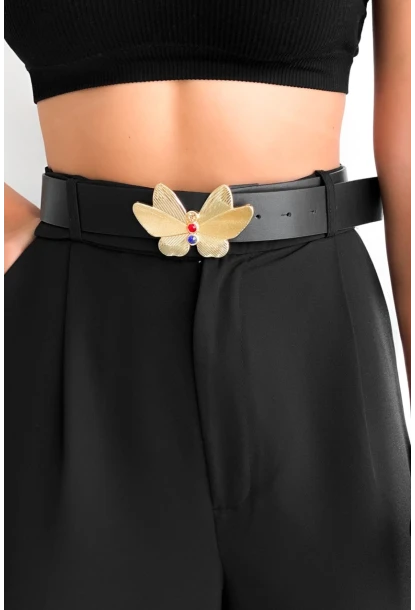 Kadın Siyah Kelebek Tokalı Kemer BE665