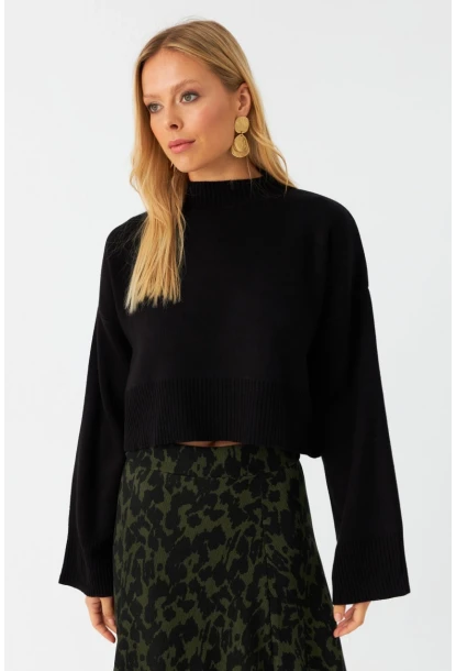 Kadın Siyah Kısa Kazak MYİL559