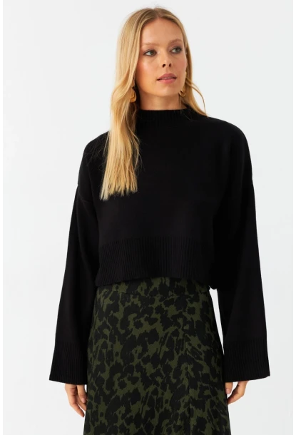 Kadın Siyah Kısa Kazak MYİL559