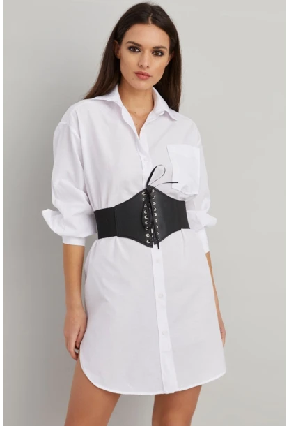 Kadın Siyah Kuzgözlü Korse Suni Deri Kemer BE512