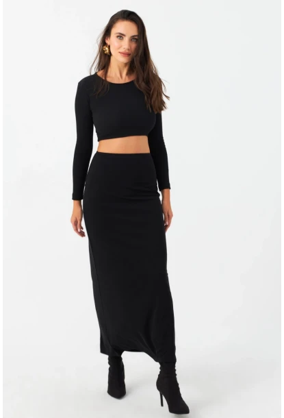 Kadın Siyah Maxi Etek RX445