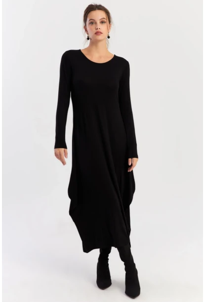 Kadın Siyah Midi Elbise LPP1272