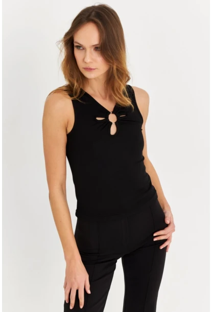 Kadın Siyah Önü Pencereli Atlet MK29