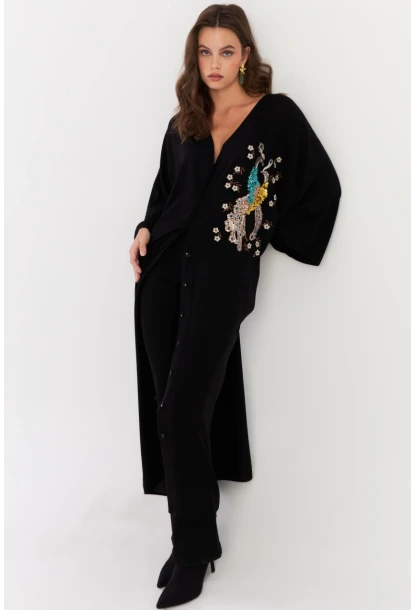 Kadın Siyah Payetli Salaş Maxi Elbise ALO130