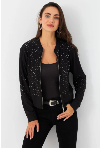 Kadın Siyah Taşlı Ceket RLO81