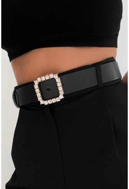 Kadın Siyah Taşlı Kemer BE670