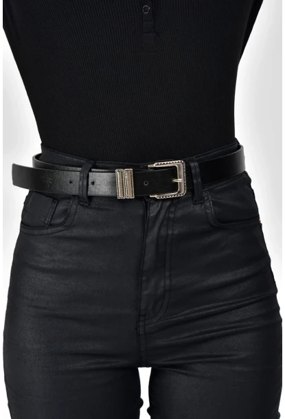 Kadın Siyah Taşlı Tokalı Kemer BE356