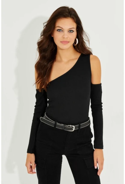 Kadın Siyah Tek Kol Kaşkorse Bluz SDY2052