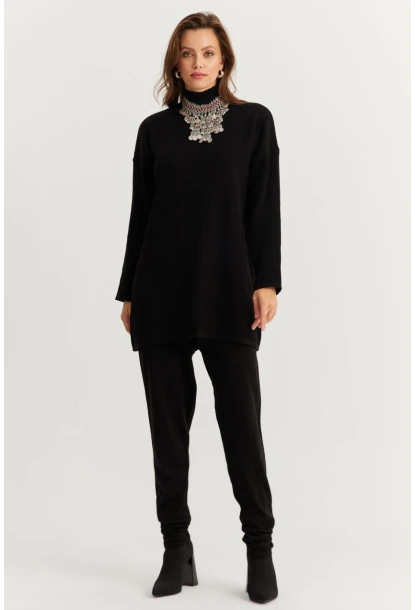 Kadın Siyah Triko Alt Üst Takım MNUV9