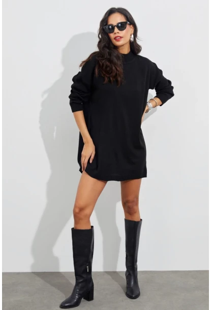 Kadın Siyah Triko Tunik YV110