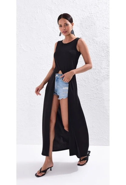 Kadın Siyah Uzun Tunik Elbise Yİ1823