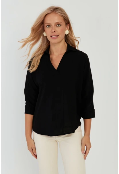 Kadın Siyah Yarasa Kol Bluz BR1224