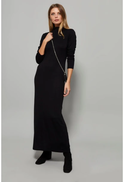 Kadın Siyah Yarım Balıkçı Maxi Elbise MYİ2006