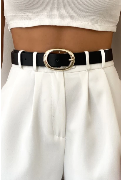 Kadın Siyah Yuvarlak Tokalı Kemer BE672