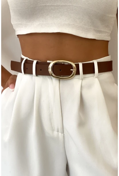 Kadın Taba Yuvarlak Tokalı Kemer BE672