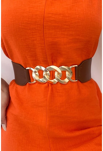 Kadın Taba Zincirli Lastikli Kemer BE639