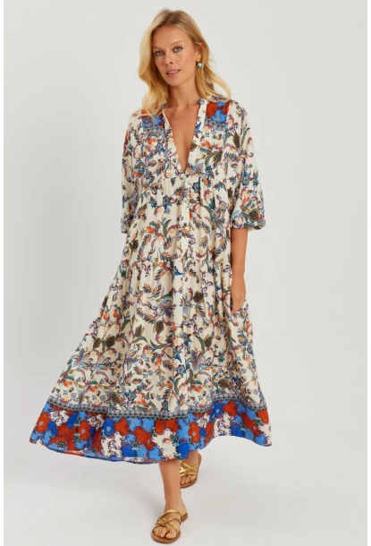 Kadın Taş Desenli Salaş Maxi Elbise GÇ166