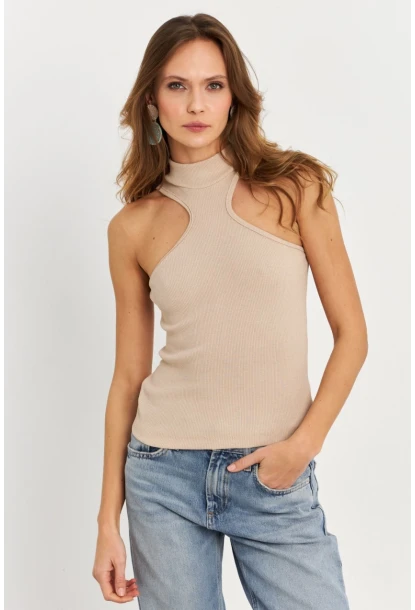 Kadın Taş Halter Yaka Kaşkorse Bluz EY1454