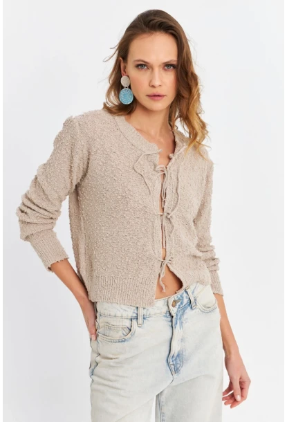 Kadın Taş İpli Triko Hırka YV323