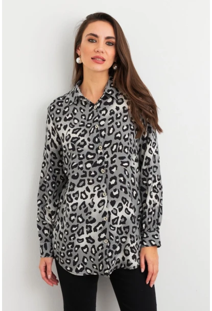 Kadın Taş-Siyah Desenli Gömlek MASF227