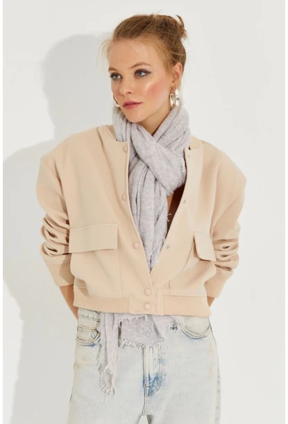 Kadın Vanilya Bomber Ceket QRS8375