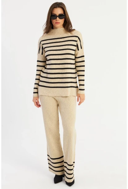 Kadın Vanilya Çizgili Alt Üst Takım MYİL11