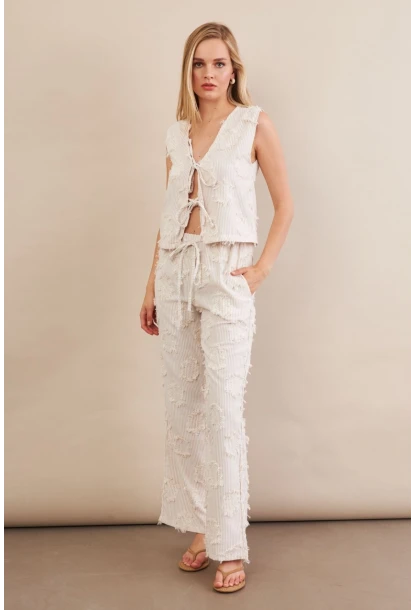 Kadın Vanilya Çizgili Püsküllü Alt Üst Takım MOD2517