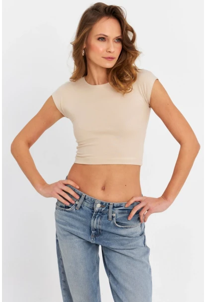 Kadın Vanilya Crop Bluz ZH008