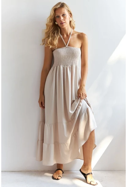 Kadın Vanilya Gipeli Midi Elbise SF12813