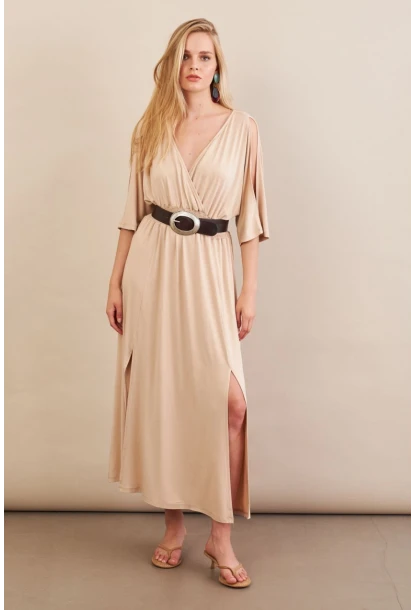 Kadın Vanilya Kol Pencereli Midi Elbise MP500