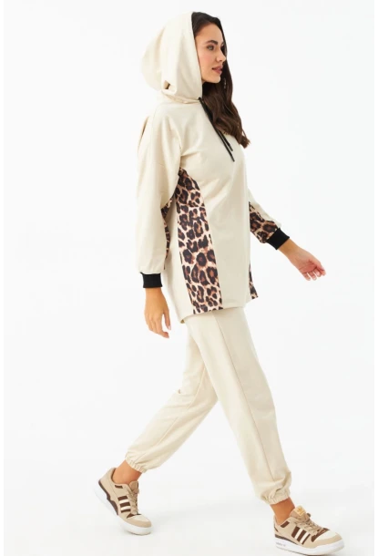 Kadın Vanilya Leopar Desenli Alt Üst Takım MPC301