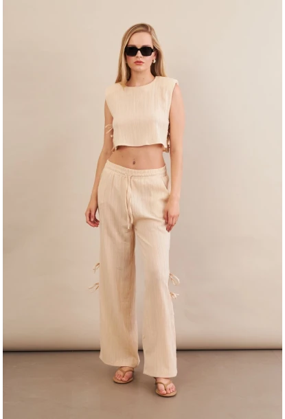 Kadın Vanilya Omuzları Vatkalı Alt Üst Takım KED002