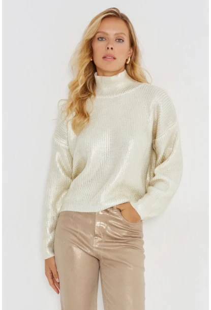 Kadın Vanilya Varakli Triko Bluz SF2530