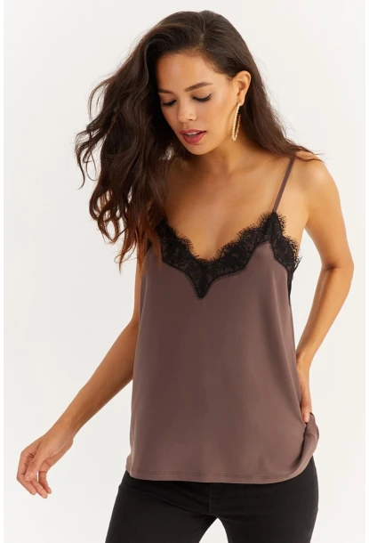 Kadın Vizon Desenli Dantelli Atlet LPP50081