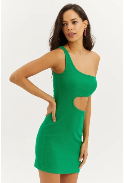Kadın Yeşil Dekolteli Mini Elbise B1817