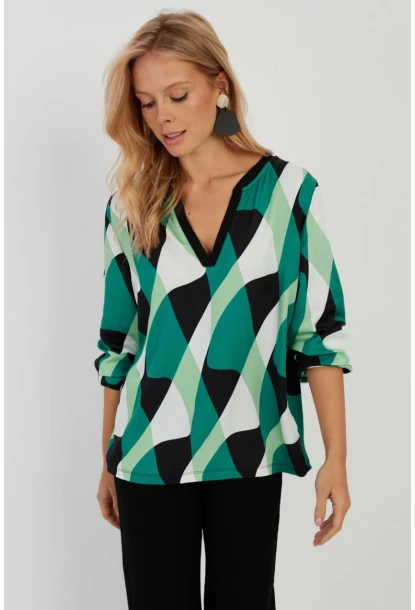 Kadın Yeşil Desenli Bluz AYD292