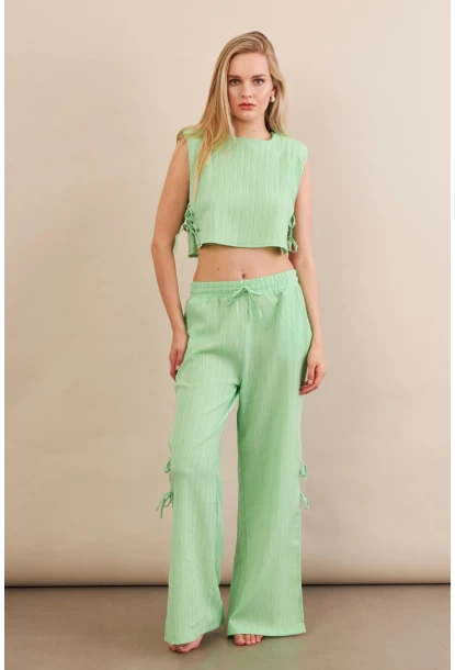 Kadın Yeşil Omuzları Vatkalı Alt Üst Takım KED002