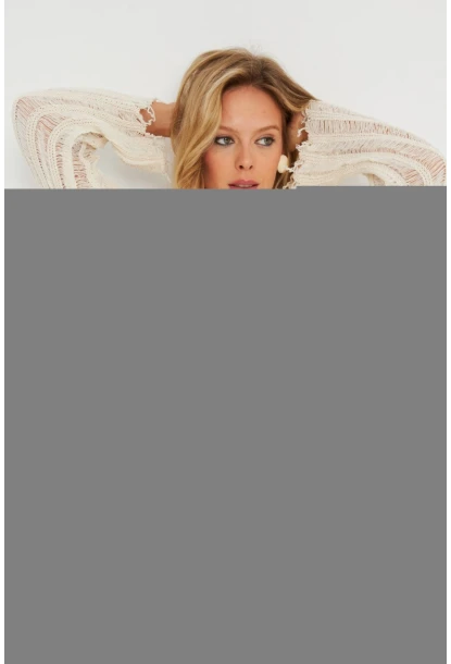 Kadın Ajurlu Triko Bluz Taş YZ618