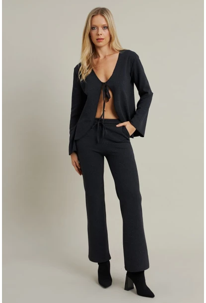 Kadın Antrasit Bağlama Detaylı Alt Üst Takım YLE1098