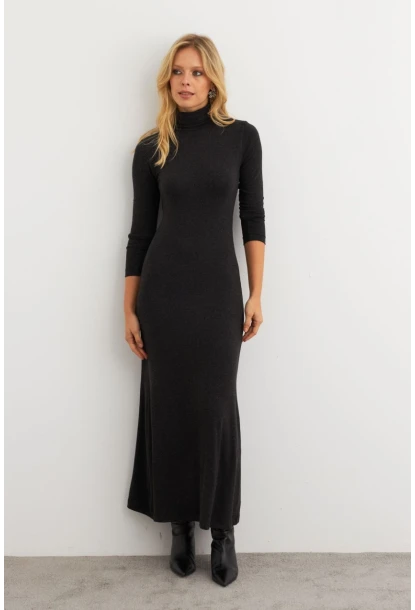 Kadın Antrasit Balıkçı Maxi Elbise MEY100