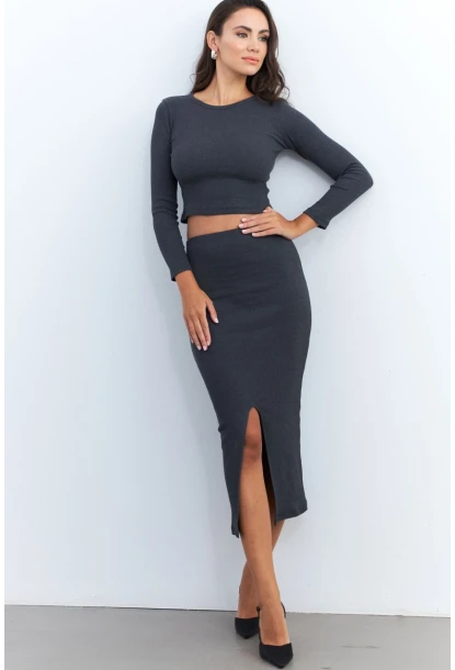 Kadın Antrasit Basic Kaşkorse Alt- Üst Takım XL2042