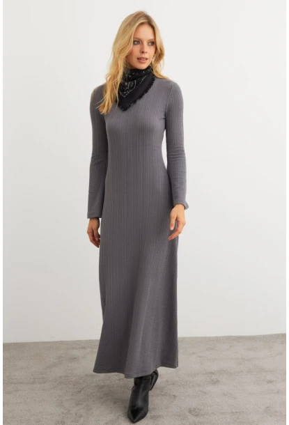 Kadın Antrasit Basic Maxi Elbise MTF30